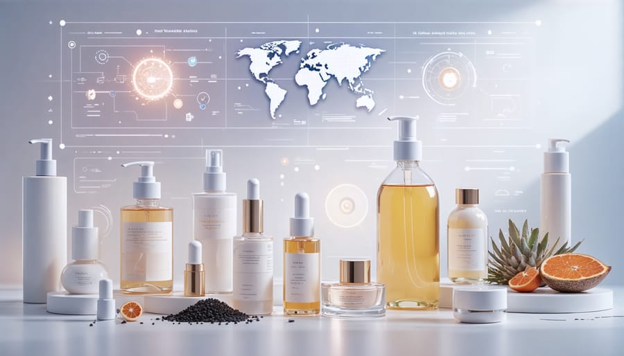 AI analyzing personalized skincare formulas and ingredients for optimal results