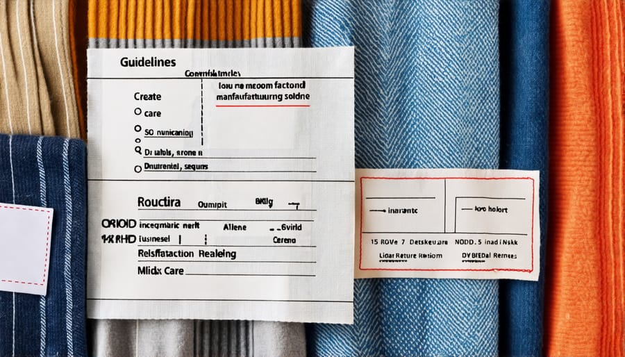 Various clothing labels with important product information for mindful shoppers