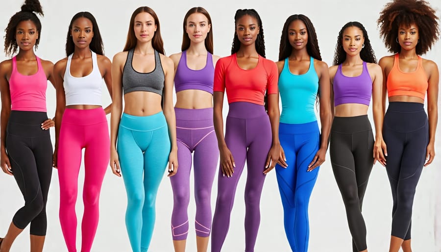 Diverse group of women wearing colorful compression garments exuding confidence and style.