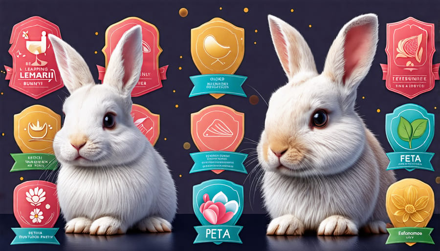 Collage of cruelty-free and vegan certification labels for beauty products