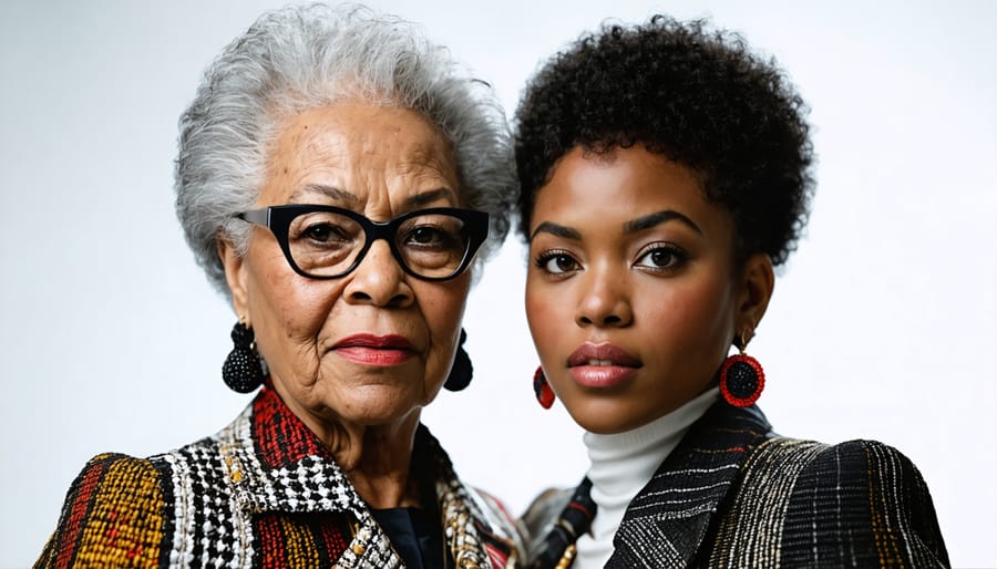 Side-by-side photographs of Eunice Johnson, founder of Fashion Fair, and Cheryl Mayberry McKissack, current owner and CEO