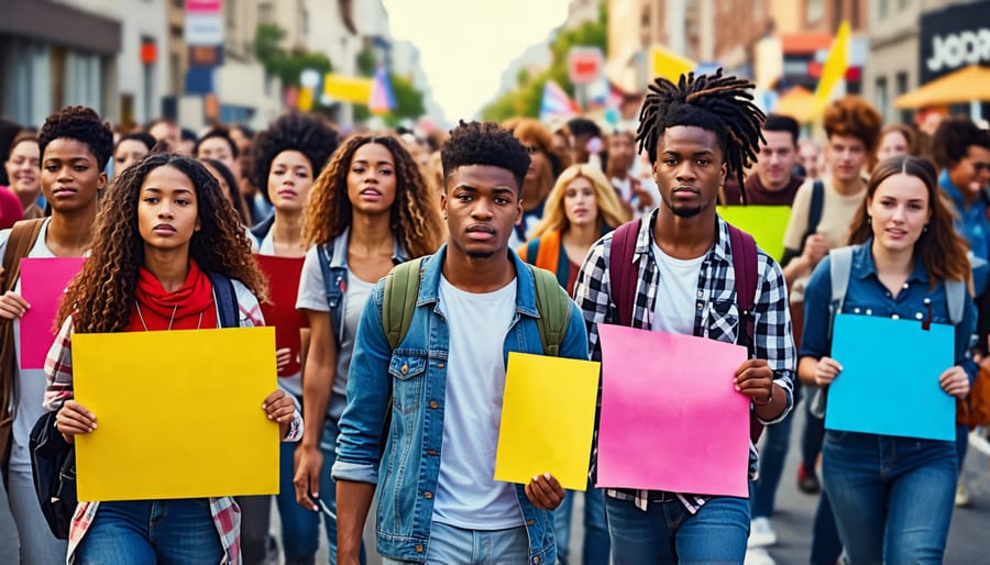 Gen Z activists championing diversity, equity, and inclusion at a protest march