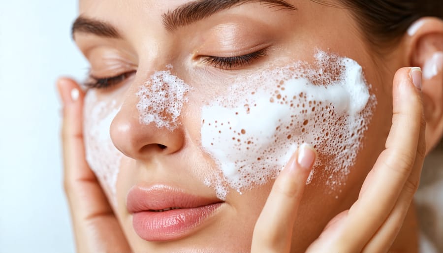 Gentle facial exfoliation technique using scrub