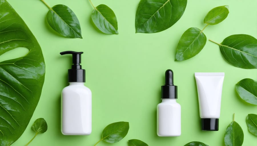 Beauty products with greenwashing labels like 'natural' and 'eco-friendly'