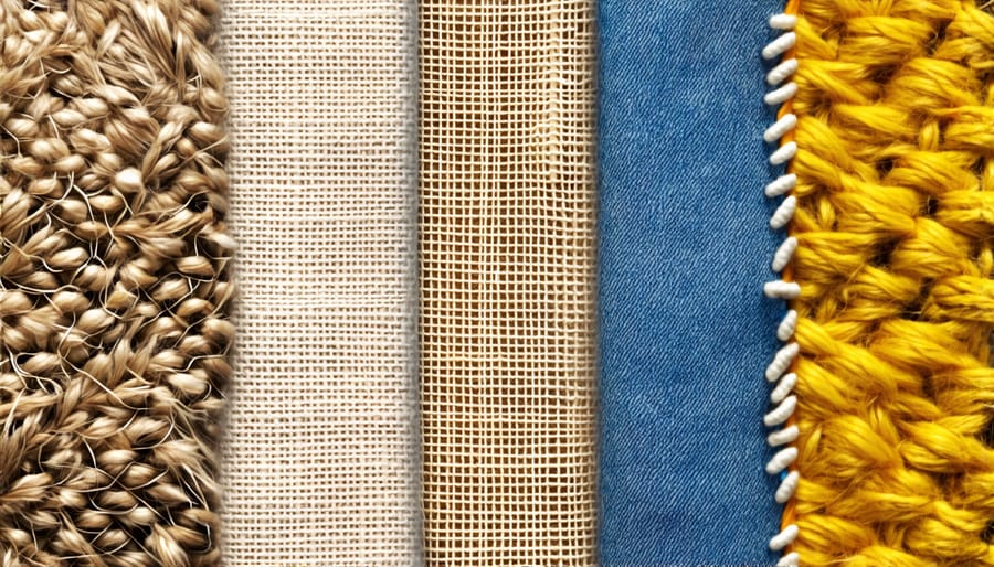 Sustainable textile swatches representing materials used in ethical fashion