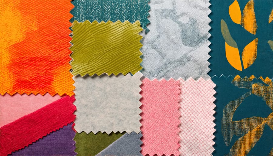 Swatches of environmentally friendly fabrics used in ethical fashion