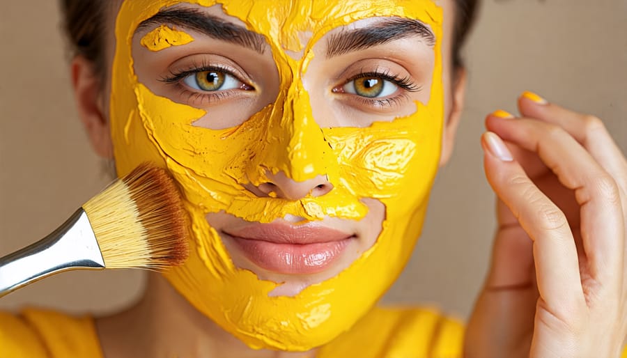 Application of homemade brightening turmeric face mask