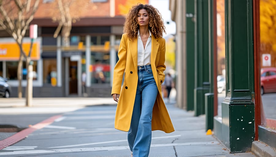 Zendaya wearing a stylish casual outfit with an oversized blazer, jeans, and boots