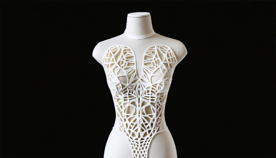 Custom 3D printed fashion garment with precise fit and unique design elements