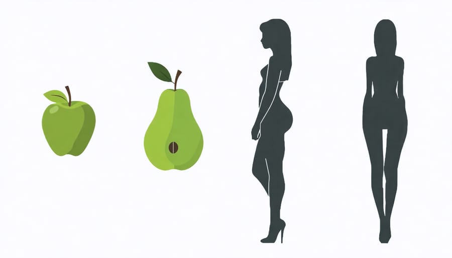 Illustration of the apple, pear, hourglass, and rectangle body shapes