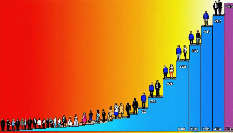 Graph demonstrating the decline in celebrity status from A-list to Z-list