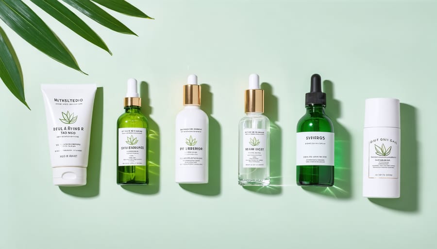 A variety of skincare products from the seven highlighted eco-friendly brands, showcasing their sustainable packaging designs