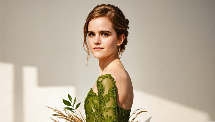 Emma Watson showcasing an eco-friendly gown at a high-profile event