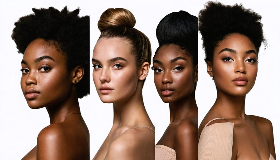 Models of various skin tones and hair types representing an inclusive beauty brand