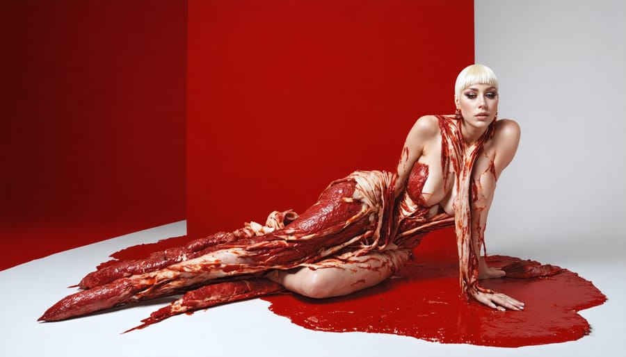 Lady Gaga wearing the avant-garde meat dress at the 2010 MTV Video Music Awards