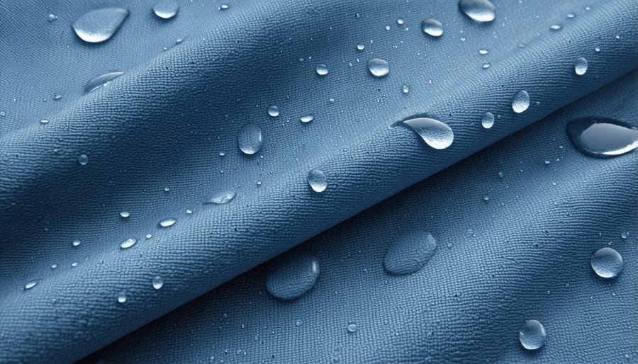 Close-up of self-cleaning fabric with water-repellent surface inspired by lotus leaves