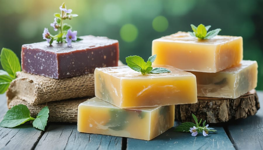 Handcrafted small-batch organic soap bars with botanical elements